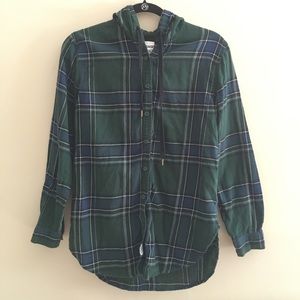 Garage Flannel Button-Down Hoodie, Size M
